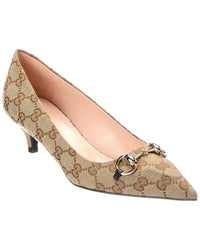 Gucci Horsebit Gg Supreme Canvas & Leather Pump