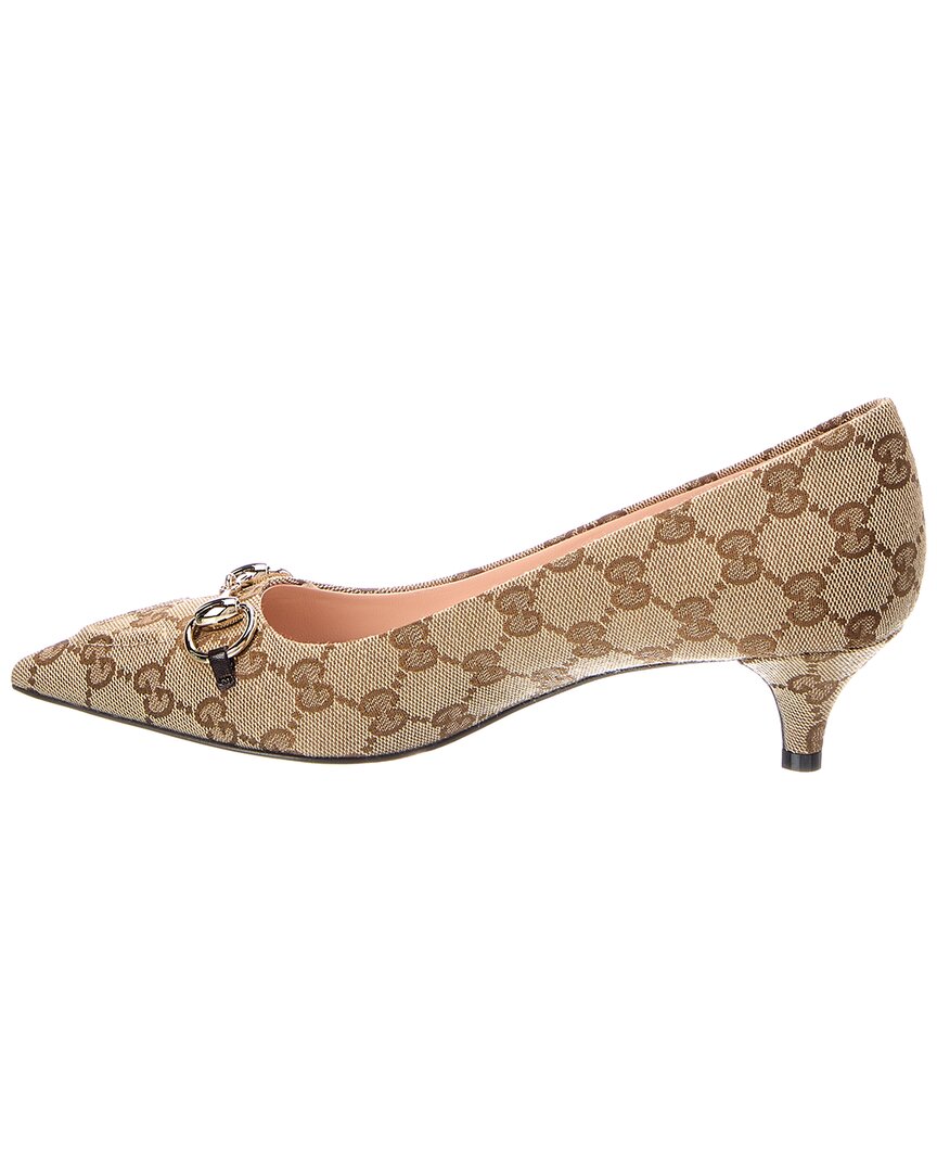 Gucci Horsebit Gg Supreme Canvas & Leather Pump