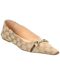 Gucci Gucci Gg Vittoria Canvas Ballerina Flat