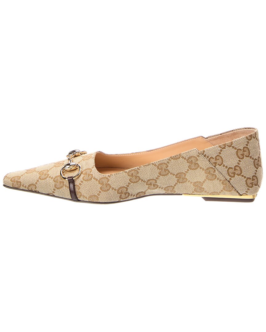 Gucci Gucci Gg Vittoria Canvas Ballerina Flat