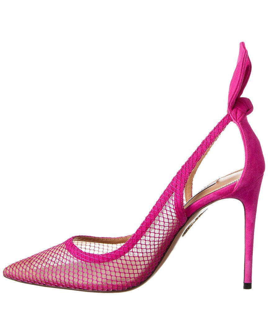 Aquazzura Bow Tie 105 Mesh & Suede Pump