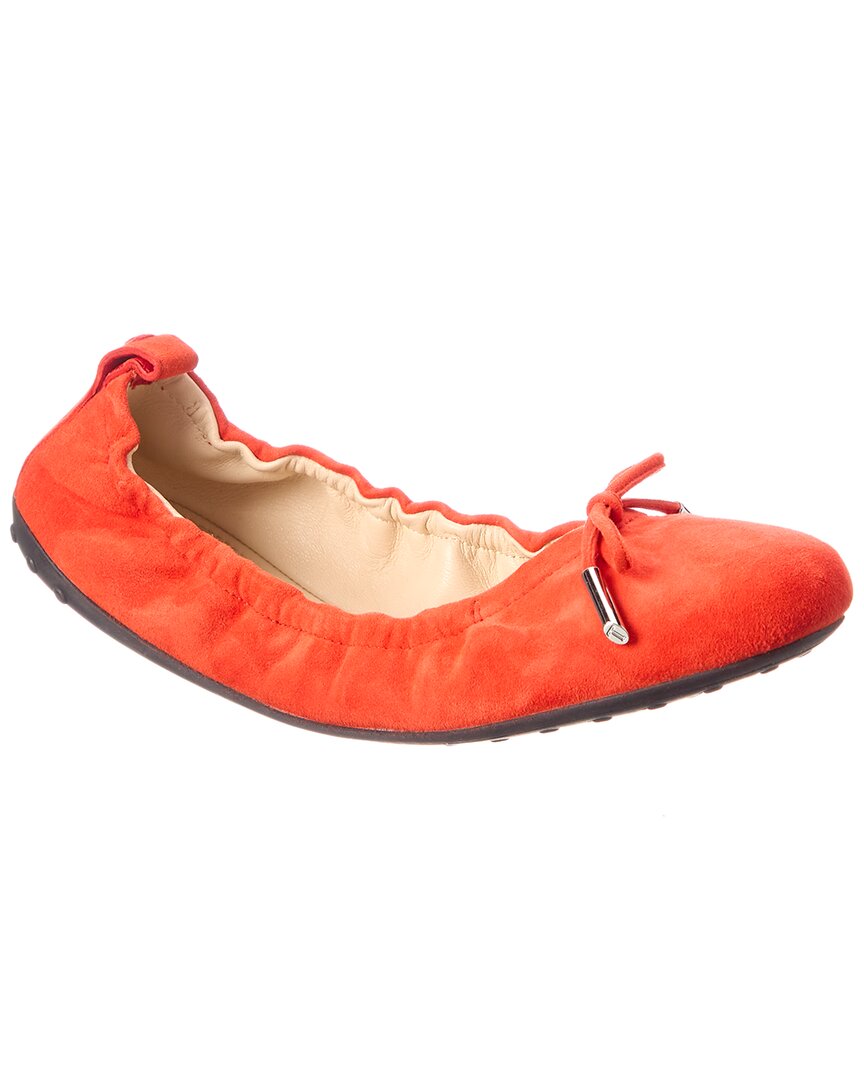 Tod's Suede Ballerina Flat Red