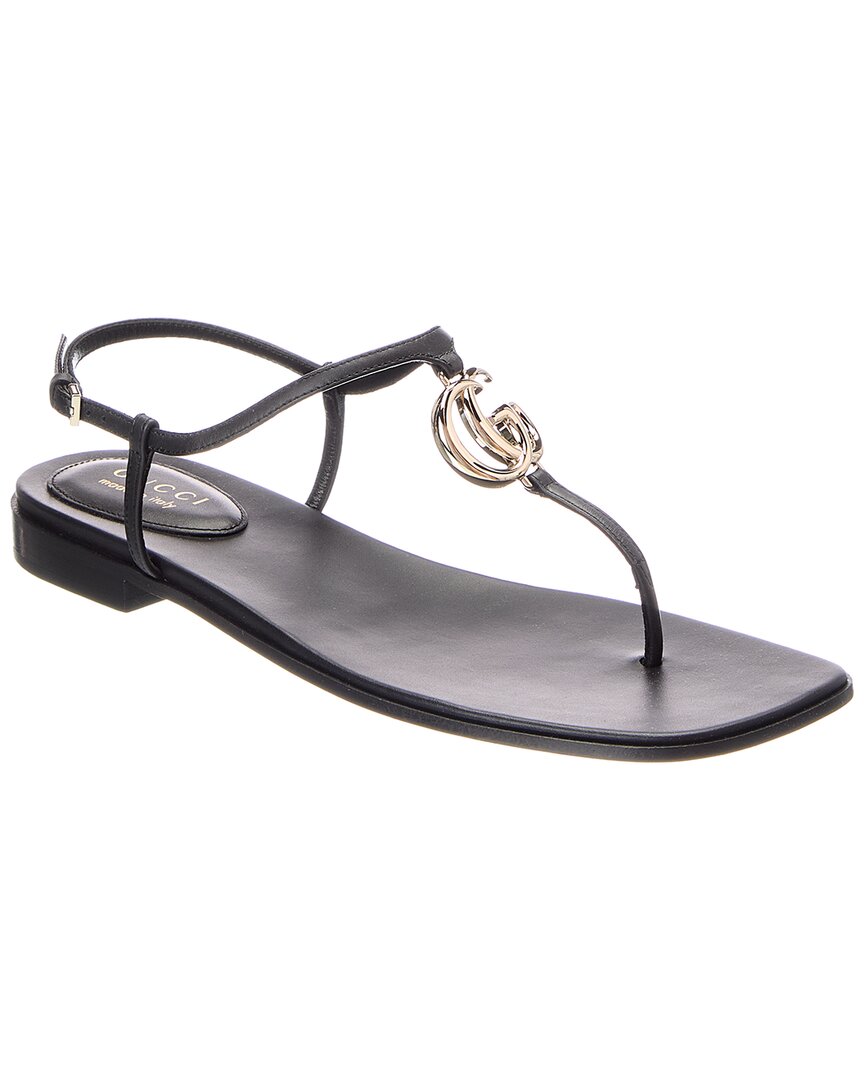 Gucci Gucci Gg Leather Flat Sandal