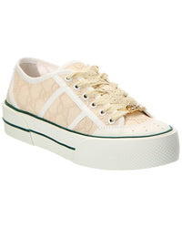 Gucci Gucci Gg Lace Up Embroidered Canvas Sneaker