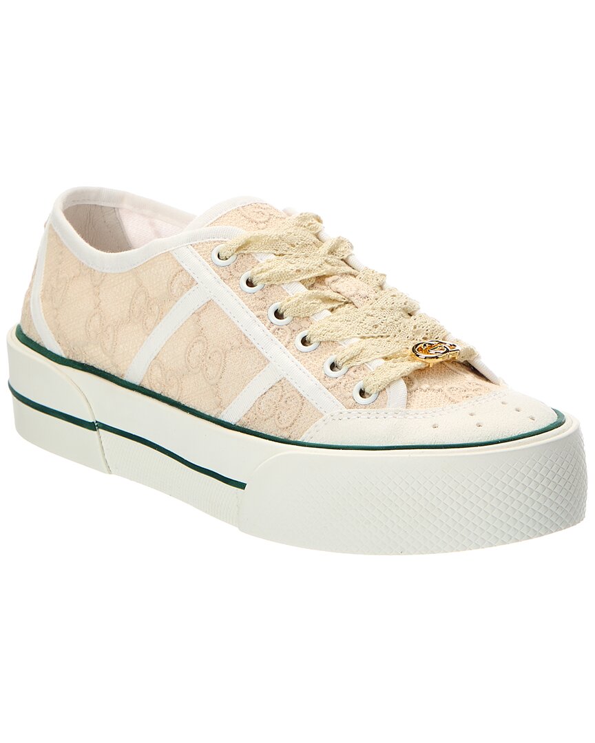 Gucci Gucci Gg Lace Up Embroidered Canvas Sneaker