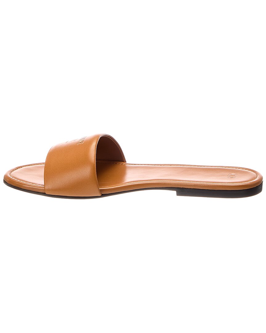 CELINE Celine Logo Leather Flat Sandal