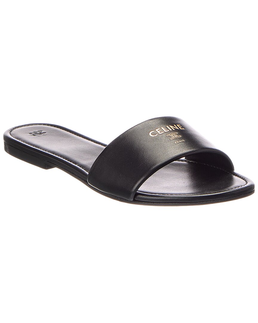 CELINE Celine Logo Leather Flat Sandal
