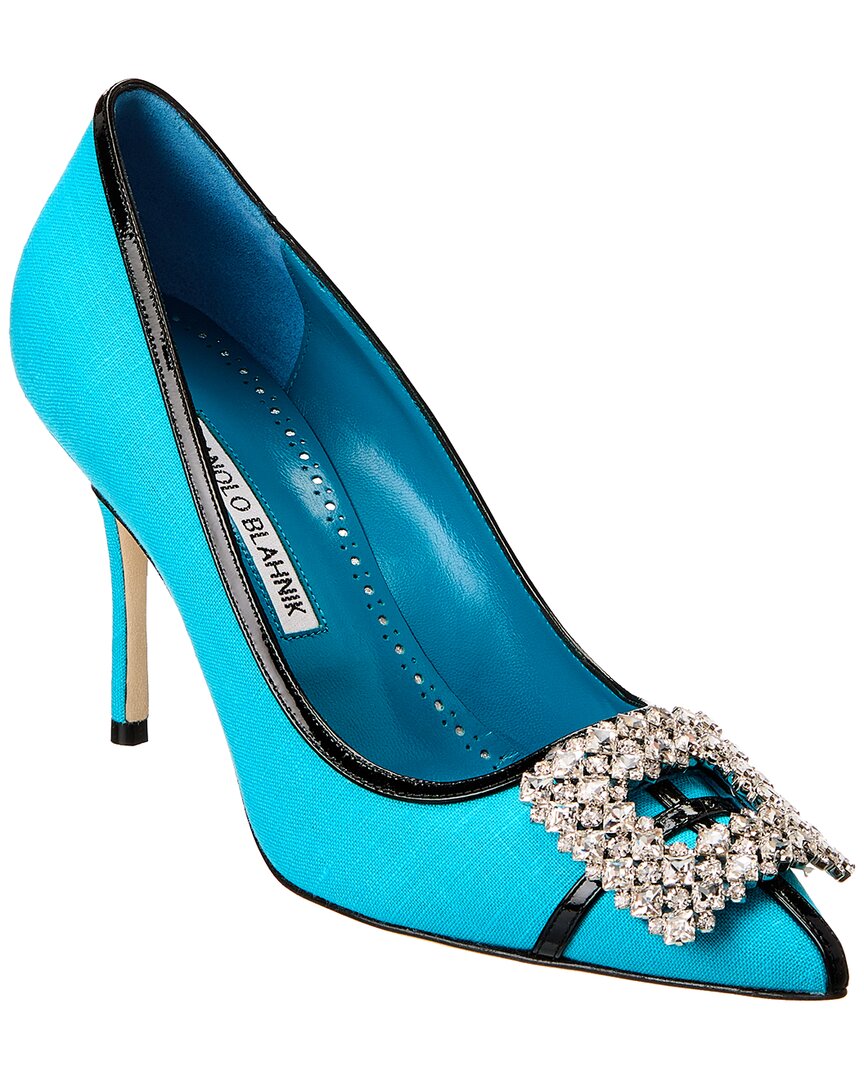 Manolo Blahnik Tuberian 90 Linen & Leather Pump – Bluefly