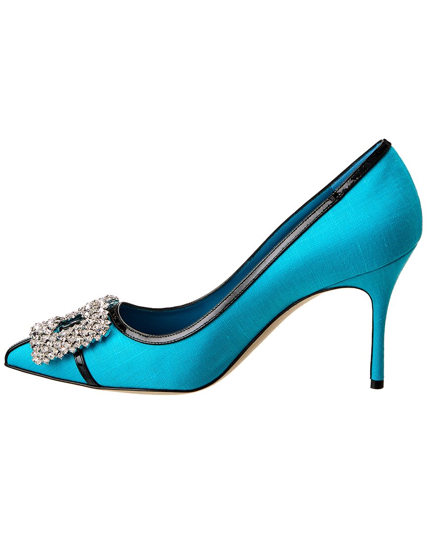 Manolo Blahnik Tuberian 90 Linen & Leather Pump – Bluefly
