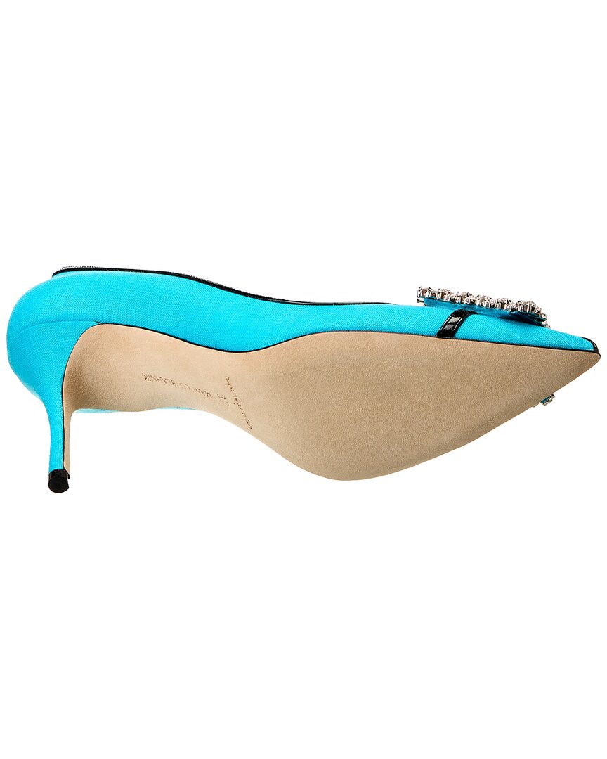 Manolo Blahnik Tuberian 90 Linen & Leather Pump – Bluefly