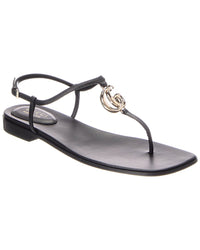 Gucci Gucci Gg Leather Flat Sandal