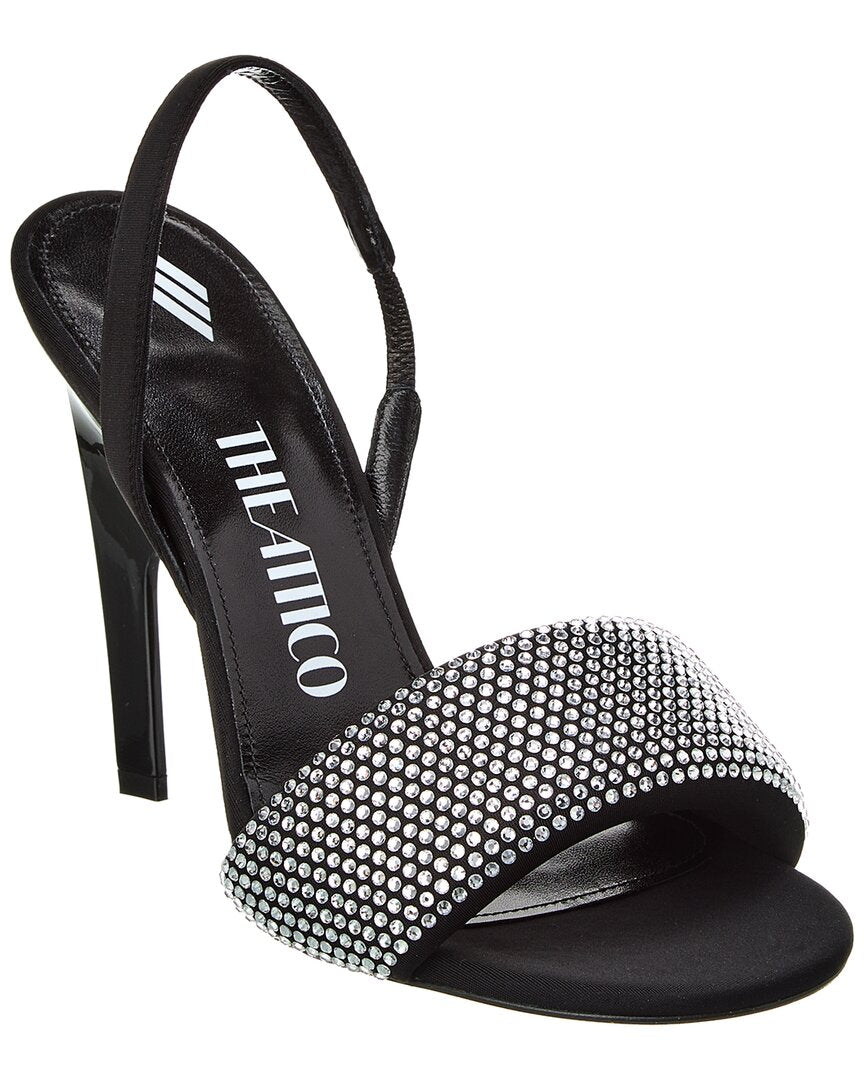 The Attico Rem Satin Slingback Sandal Black