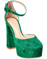 Gianvito Rossi Holly D'orsay 70 Suede Platform Pump Green