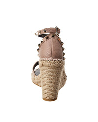 Valentino Valentino Rockstud 100 Leather Wedge Sandal