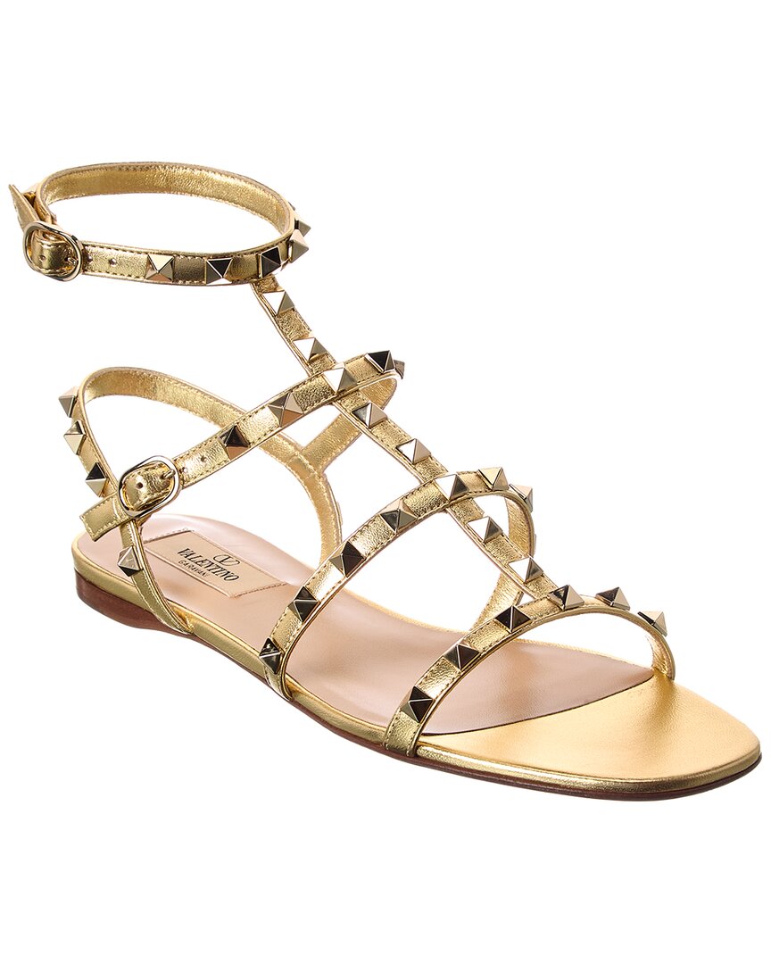 Valentino Valentino Rockstud Caged Leather Ankle Strap Sandal