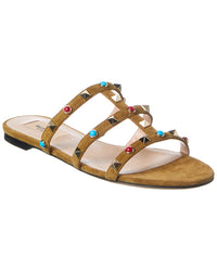 Valentino Valentino Rockstud Caged Suede Sandal