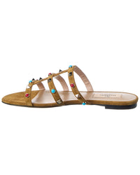 Valentino Valentino Rockstud Caged Suede Sandal