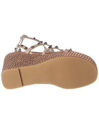Valentino Valentino Rockstud 95 Leather Wedge Sandal