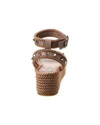 Valentino Valentino Rockstud 45 Rope & Leather Wedge Sandal