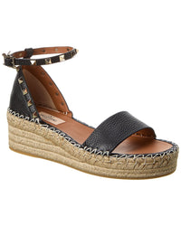 Valentino Valentino Rockstud 55 Grainy Leather Platform Sandal