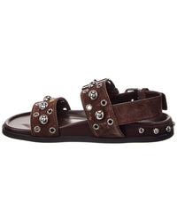 Valentino Logo Suede Flat Sandal