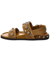 Valentino Logo Suede Flat Sandal
