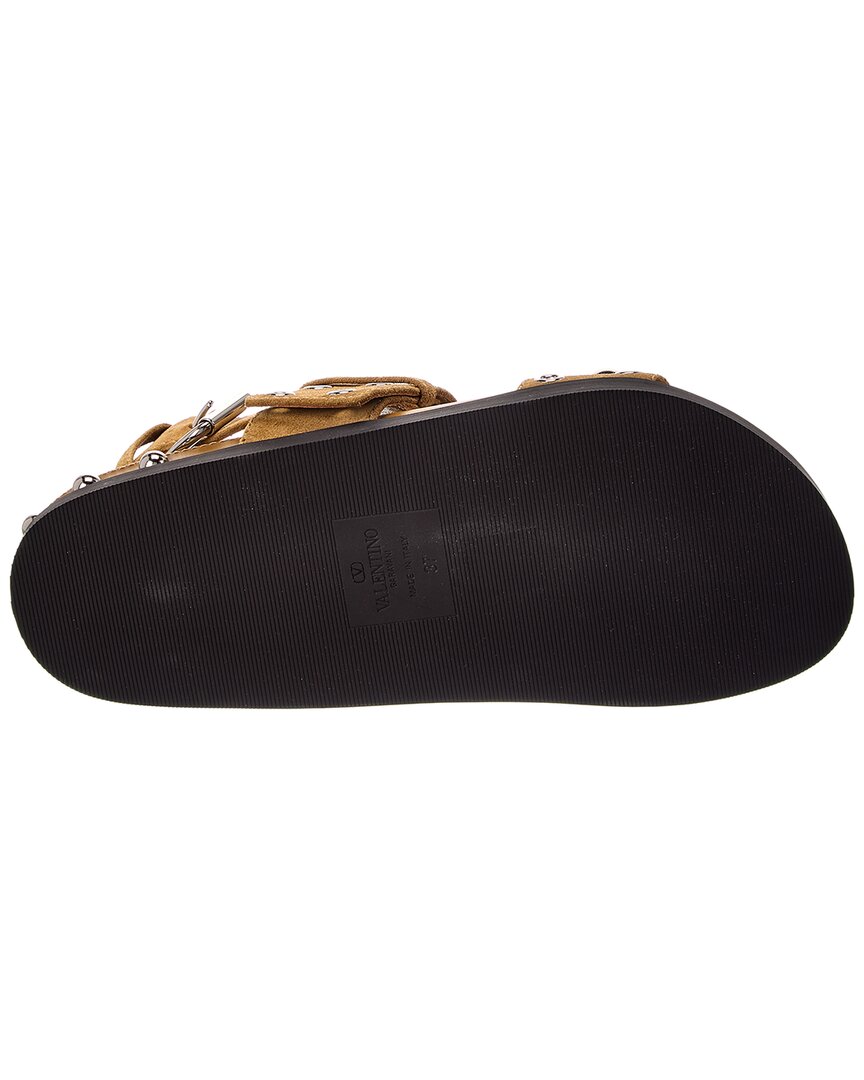 Valentino Logo Suede Flat Sandal