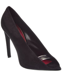 Valentino Valentino Vlogo Signature Open Toe Suede Pump
