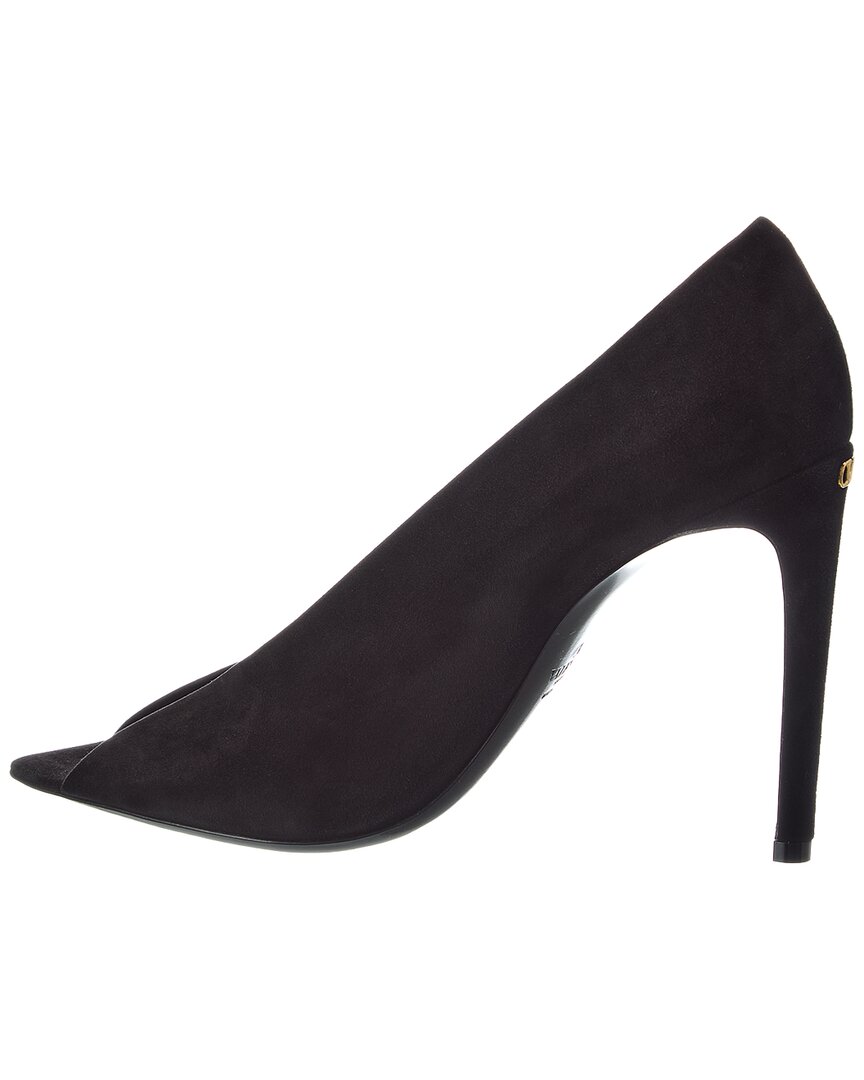Valentino Valentino Vlogo Signature Open Toe Suede Pump
