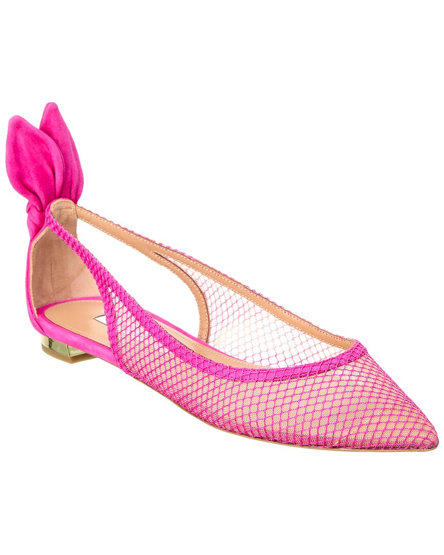 Aquazzura Bow Tie Mesh & Suede Ballet Flat