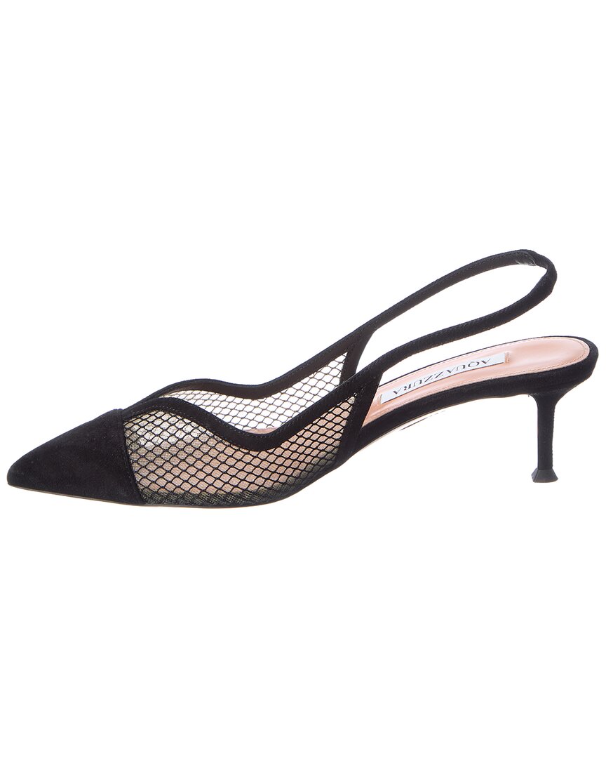 Aquazzura Aquazzura Gia Mesh 50 Suede Slingback Pump