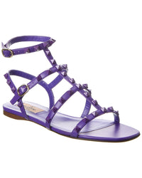 Valentino Valentino Rockstud Caged Leather Ankle Strap Sandal