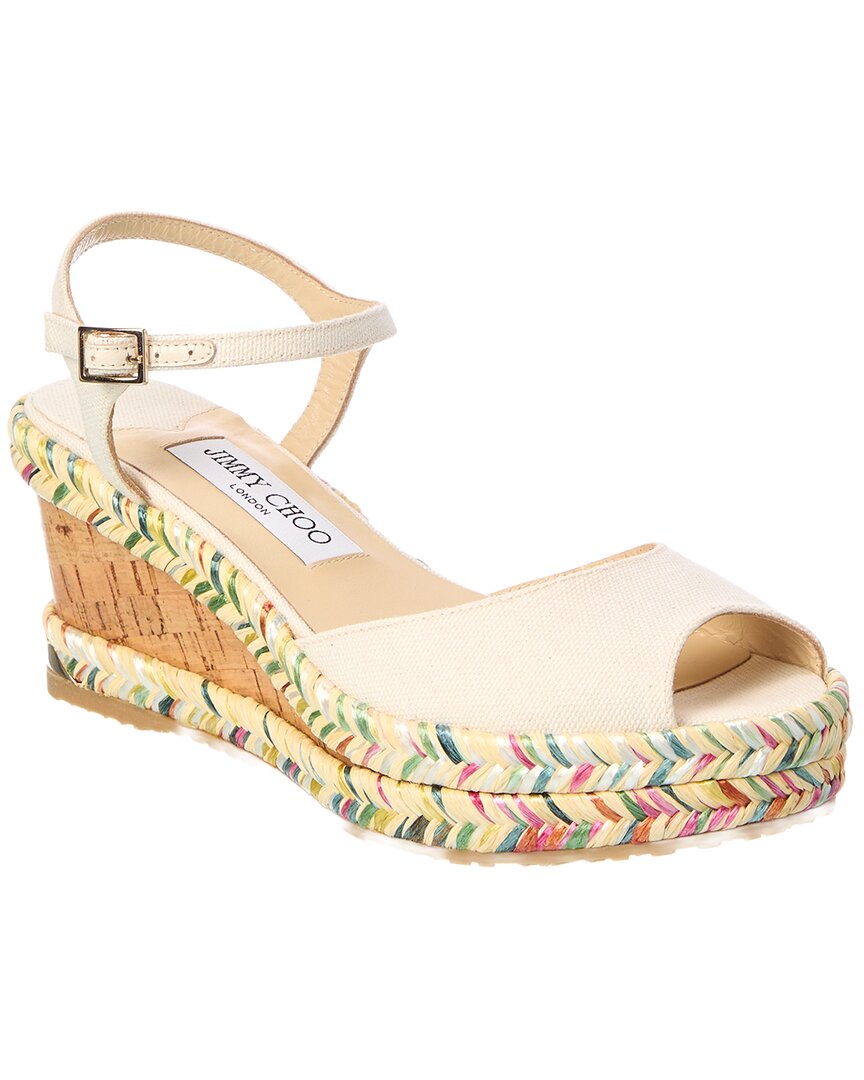Jimmy Choo Jimmy Choo Denim & Leather Wedge Sandal
