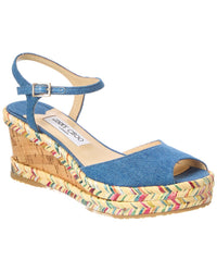 Jimmy Choo Jimmy Choo Denim & Leather Wedge Sandal