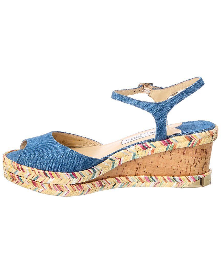 Jimmy Choo Jimmy Choo Denim & Leather Wedge Sandal