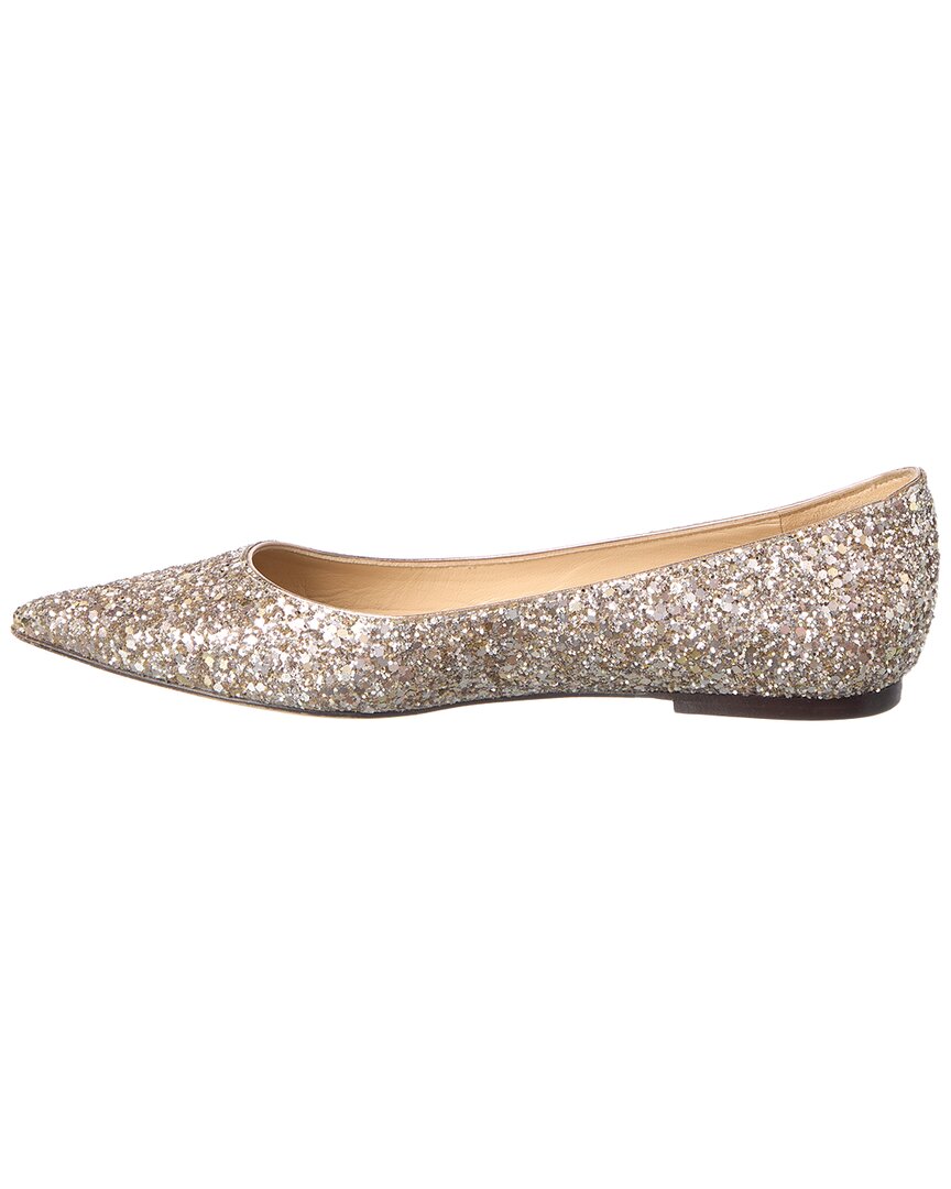 Jimmy Choo Jimmy Choo Glitter Leather Flat