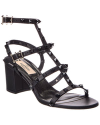 Valentino Rockstud Caged 65 Leather Ankle Strap Sandal