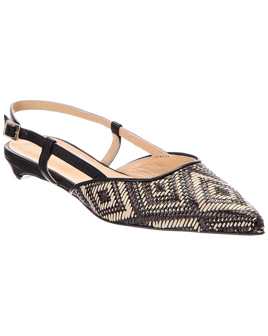 Baldini Baldini Raffia & Leather Slingback Pump