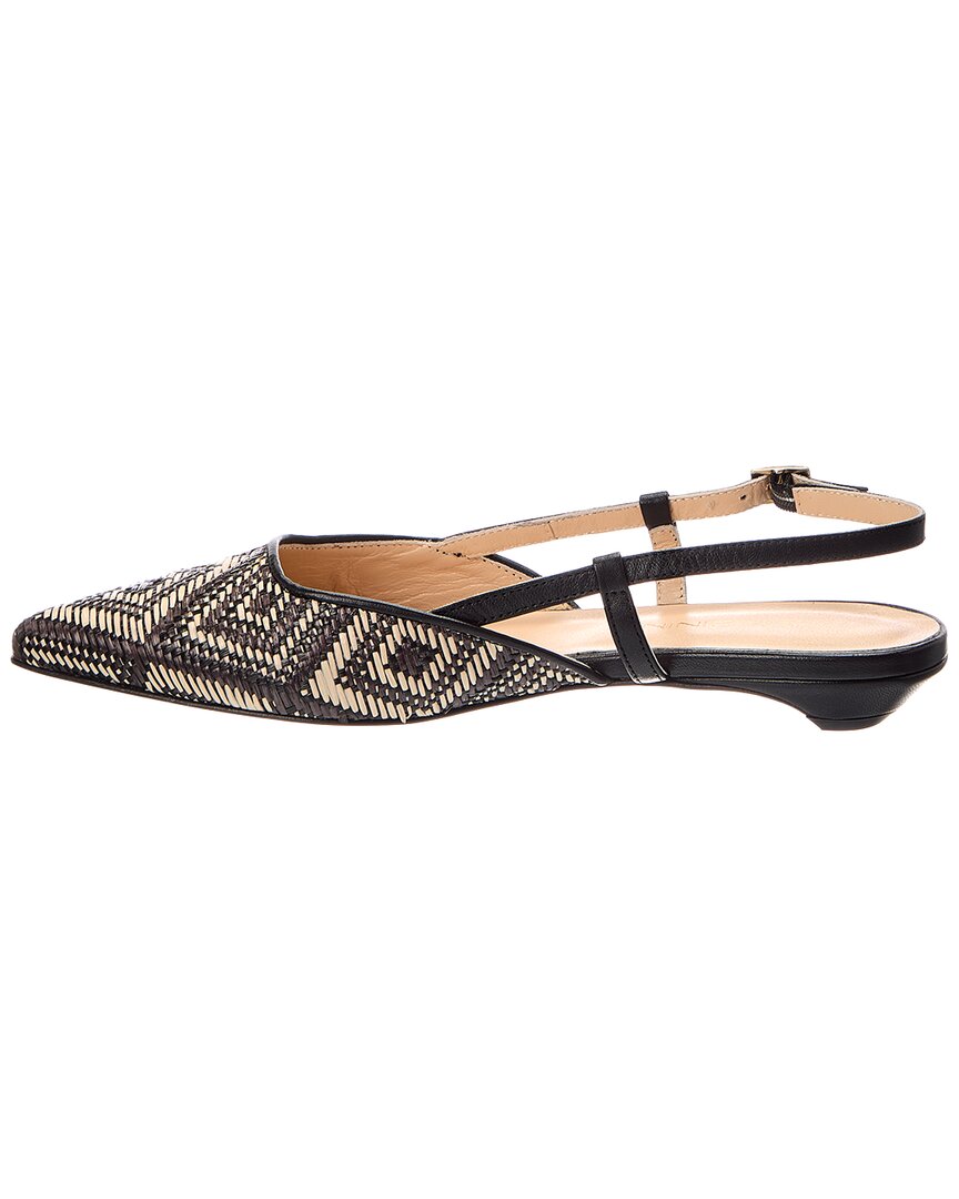 Baldini Baldini Raffia & Leather Slingback Pump