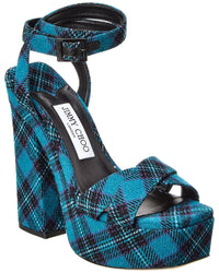 Jimmy Choo Gaia 140 Tartan Platform Sandal Blue