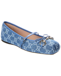Gucci Gucci Horsebit Denim Ballet Flat