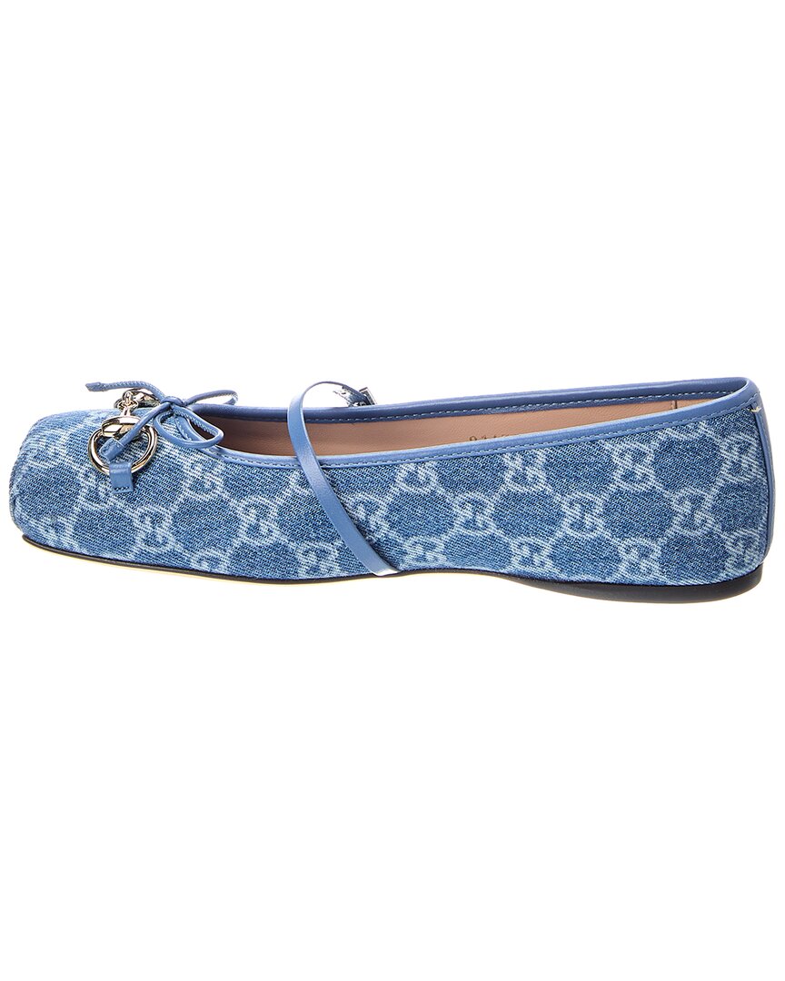 Gucci Gucci Horsebit Denim Ballet Flat