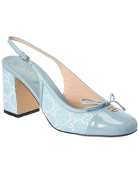 Gucci Gucci Gg Denim & Patent 76 Slingback Pump