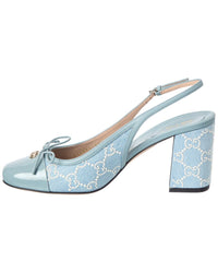 Gucci Gucci Gg Denim & Patent 76 Slingback Pump