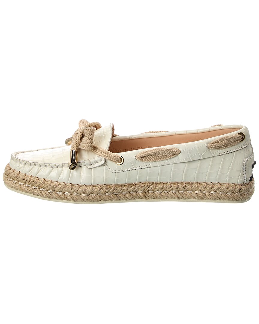 Tod’S Gomma Croc-Embossed Leather Espadrille