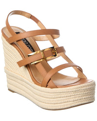 Sergio Rossi Sergio Rossi Nora 75 Leather Wedge Sandal