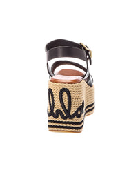 Chloé Chloé Sand Raffia & Leather Wedge Sandal