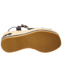 Chloé Chloé Sand Raffia & Leather Wedge Sandal