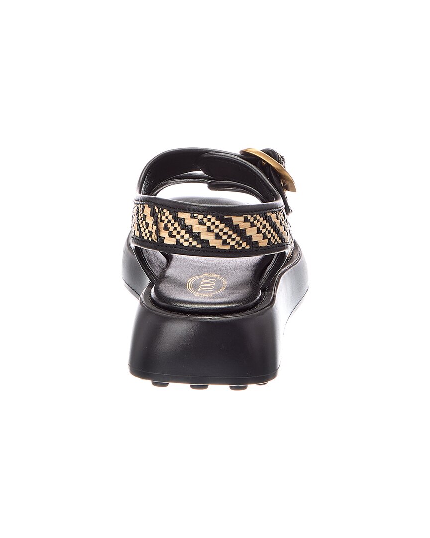 TOD'S ダブルバックルサンダル　ラフィア Tod's Double Buckle Raffia & Leather Flat Sandal – Bluefly