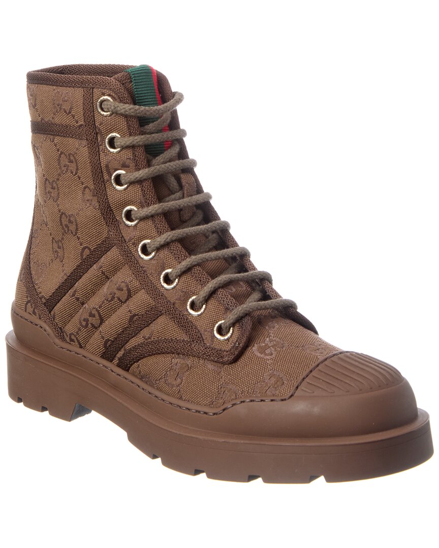 Gucci Gucci Gg Web Canvas & Rubber Boot